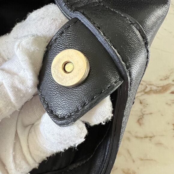 2011 VERSACE for H&M Black Leather Tasche Rouch Studded Gold Chains Charm Bag - Picture 8 of 14